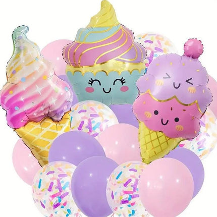 Sweet Celebration Party Balloons Set - Ice Cream and Candy Themed Decorations for Kids Birthdays and Themed Events