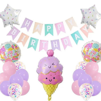 Sweet Celebration Party Balloons Set - Ice Cream and Candy Themed Decorations for Kids Birthdays and Themed Events