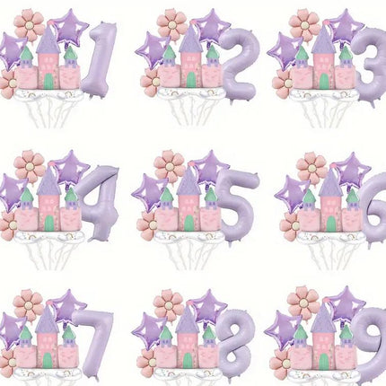Princess Castle Balloon Kit - Magical Pink Castle, Star, and Flower Balloons for Princess-Themed Parties and Birthdays