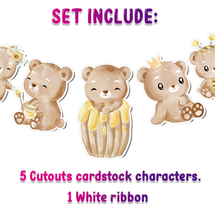 Honey Bear 5 pcs Banner - Sweet and Adorable Party Decor