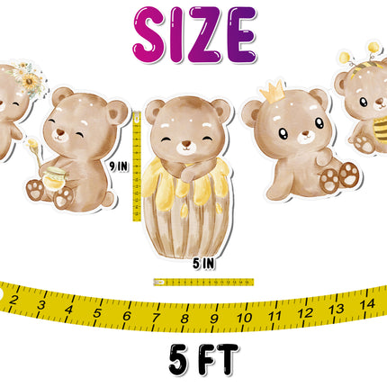 Honey Bear 5 pcs Banner - Sweet and Adorable Party Decor