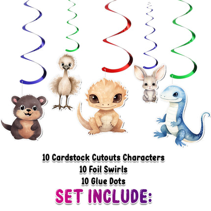 Cute Aussie Animals Streamers 10 pcs - Adorable Australian Wildlife Party Decorations