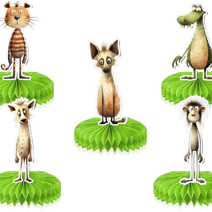 Safari Animals Honeycombs 5 pcs - Whimsical Party Decorations