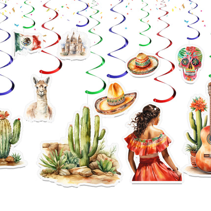 Mexican Fiesta Hanging Streamers - 10 Pcs | Mexico-Themed Party Decorations