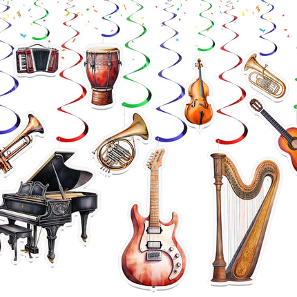 Music Instruments Hanging Streamers - 10 Pcs | Music-Themed Party Decorations