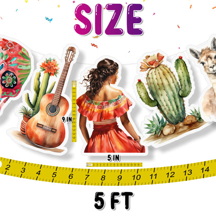 Mexican Fiesta 5 Pcs Party Banner - Vibrant Mexico Theme Decor