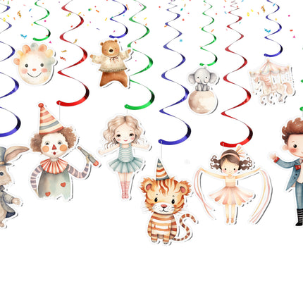 Circus Watercolor Streamers 10 pcs - Fun Carnival Party Decorations