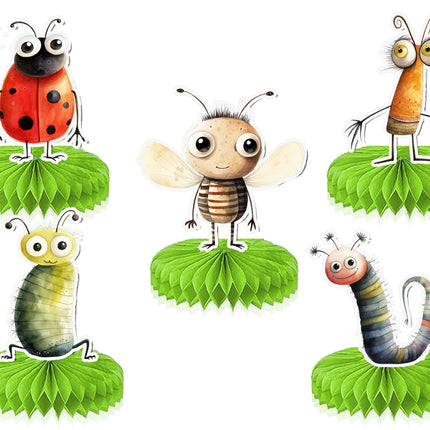 Quirky Insects Honeycombs 5 pcs - Fun and Whimsical Party Decorations