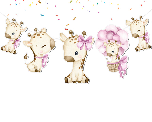 Pink Giraffe 5 pcs Banner