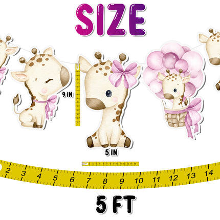 Pink Giraffe 5 pcs Banner - Adorable Baby Shower and Nursery Decor