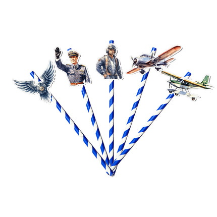 Aviation-Themed Party Straws – Set of 10PCS Fun Drink Decor