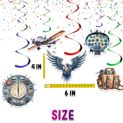 Pilot-Themed Hanging Streamers - 10 Pcs | Aviation Party Decorations
