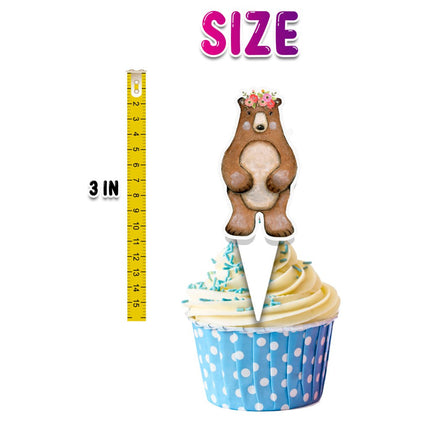 24 Pcs Woodland Girls Cupcake Toppers - Cute Forest Animal Party Decorations - Perfect for Baby Showers, Birthday Parties, and Woodland Themed Events