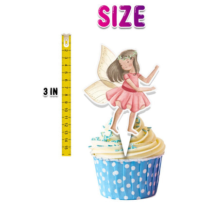 24 Pcs Fairy Garden Cupcake Toppers - Pastel Fairy Tale Theme Decorations for Kids’ Birthday Party, Baby Showers, Woodland & Garden Party Supplies