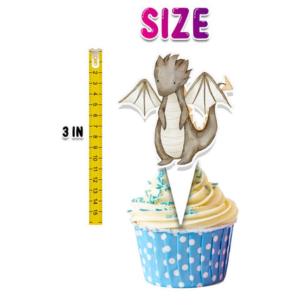 24 Pcs Baby Dragons Cupcake Toppers - Adorable Pastel Color Dragon Theme Decorations for Kids' Parties, Baby Showers, and Fantasy Celebrations