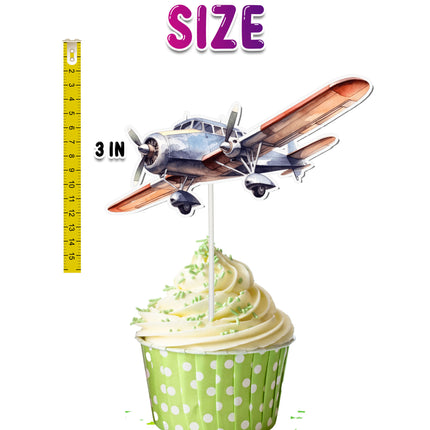 Pilot-Themed Cupcake Toppers - Set of 10 | Aviation Party Decorations | Airplane & Pilot Toppers