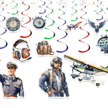 Pilot-Themed Hanging Streamers - 10 Pcs | Aviation Party Decorations