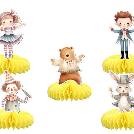 Circus Watercolor Honeycombs 5 pcs - Whimsical Party Decorations