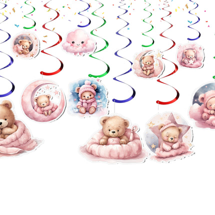 Pink Teddy Bear Streamers 10 pcs - Cute Baby Shower & Party Decorations