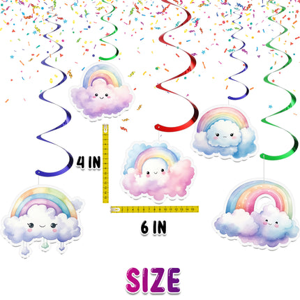 Rainbow and Clouds Hanging Streamers - 10 Pcs | Cute Party Decorations