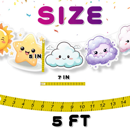 Sun, Cloud, and Star Theme 5 Pcs Party Banner - Cute Weather-Themed Decor