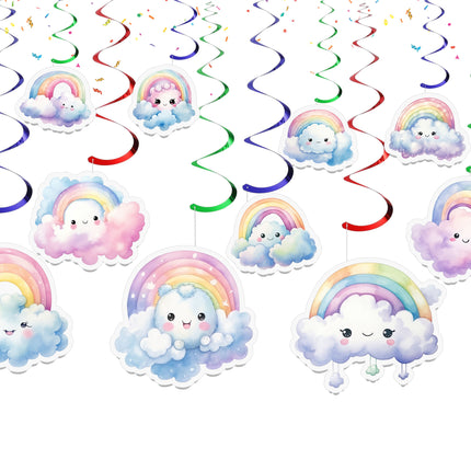 Rainbow and Clouds Hanging Streamers - 10 Pcs | Cute Party Decorations