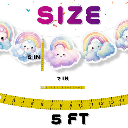 Rainbow and Clouds Theme 5 Pcs Party Banner - Cute and Colorful Decor