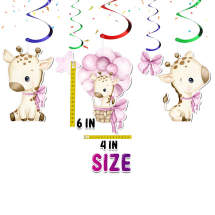 Pink Giraffe Streamers 10 pcs - Adorable Baby Shower & Party Decorations
