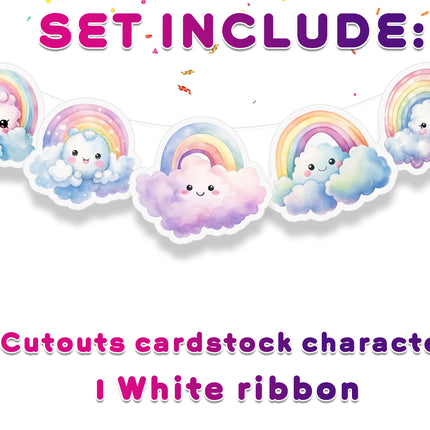 Rainbow and Clouds Theme 5 Pcs Party Banner - Cute and Colorful Decor