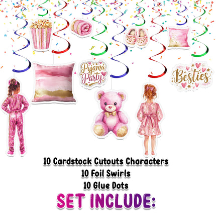 Sleepover Pajama Party Hanging Streamers - 10 Pcs | Besties Slumber Party Decor