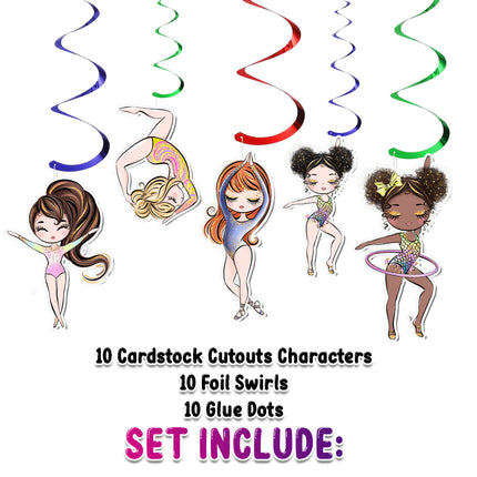 Gymnastic Girls Streamers 10 pcs - Fun Gymnastics Party Decorations