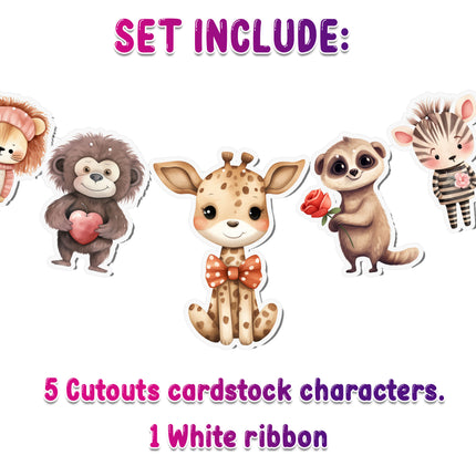 Safari Animals 5 pcs Banner - Cute Jungle Party Decor