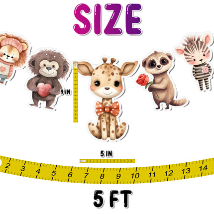 Safari Animals 5 pcs Banner - Cute Jungle Party Decor