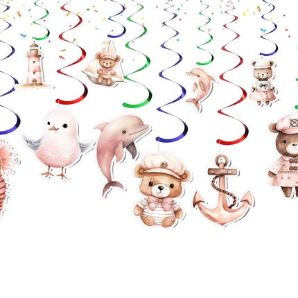 Pink sailor Teddy Bear Streamers 10 pcs