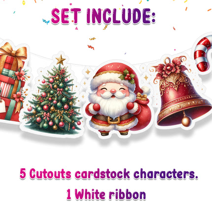 Christmas Cheer 5 Pcs Banner - Festive Holiday Decoration