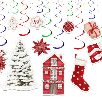 Christmas Holiday Hanging Streamers - 10 Pcs | Festive Christmas Party Decor