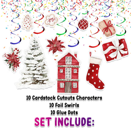 Christmas Holiday Hanging Streamers - 10 Pcs | Festive Christmas Party Decor