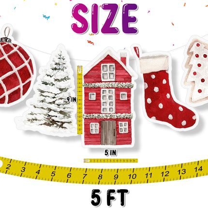 Christmas Holiday 5 Pcs Banner - Festive Home and Tree Decorations