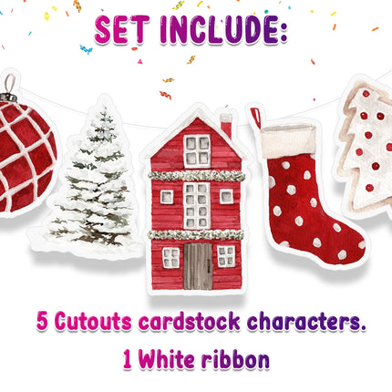 Christmas Holiday 5 Pcs Banner - Festive Home and Tree Decorations