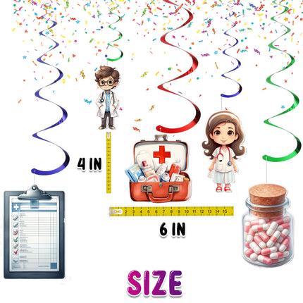 Doctor-Themed Hanging Streamers - Set of 10 | Medical Party Decorations