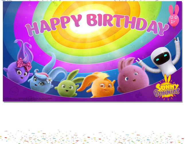 5x3FT Sunny Bunnies Party Backdrop - Create a Joyful Scene for Your Celebration!