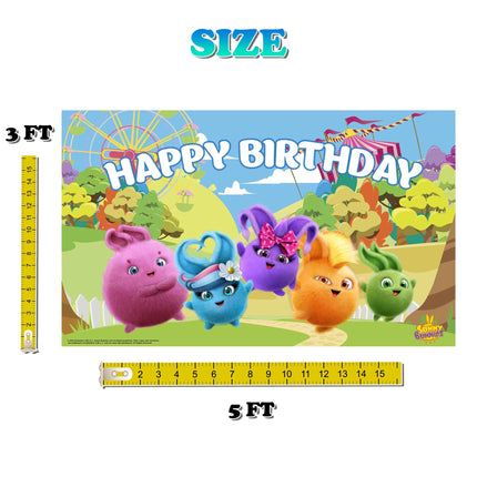 5x3FT Sunny Bunnies Backdrop - Brighten Up Your Party with Cheerful Charm!
