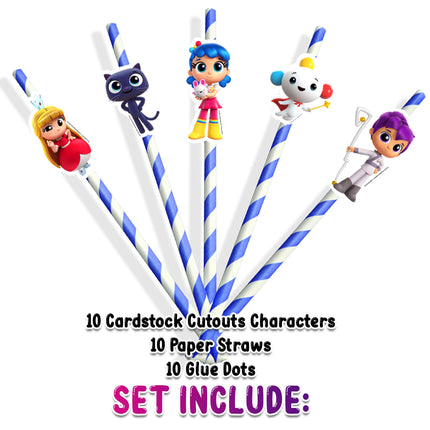 True and the Rainbow Kingdom Paper Straws - Set of 10, Perfect for Themed Parties!