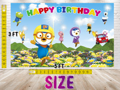 5x3 FT Pororo the Little Penguin Party Backdrop - Create a Magical Birthday Scene!