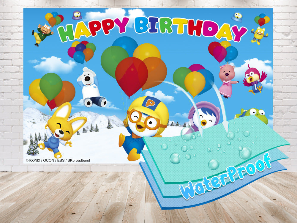 Pororo the Little Penguin 5x3 FT Birthday Backdrop - Make Your Party Extraordinary!