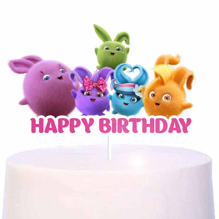 Whimsical Sunny Bunnies Cake Topper - Bring Joy to Your Festive Cake!