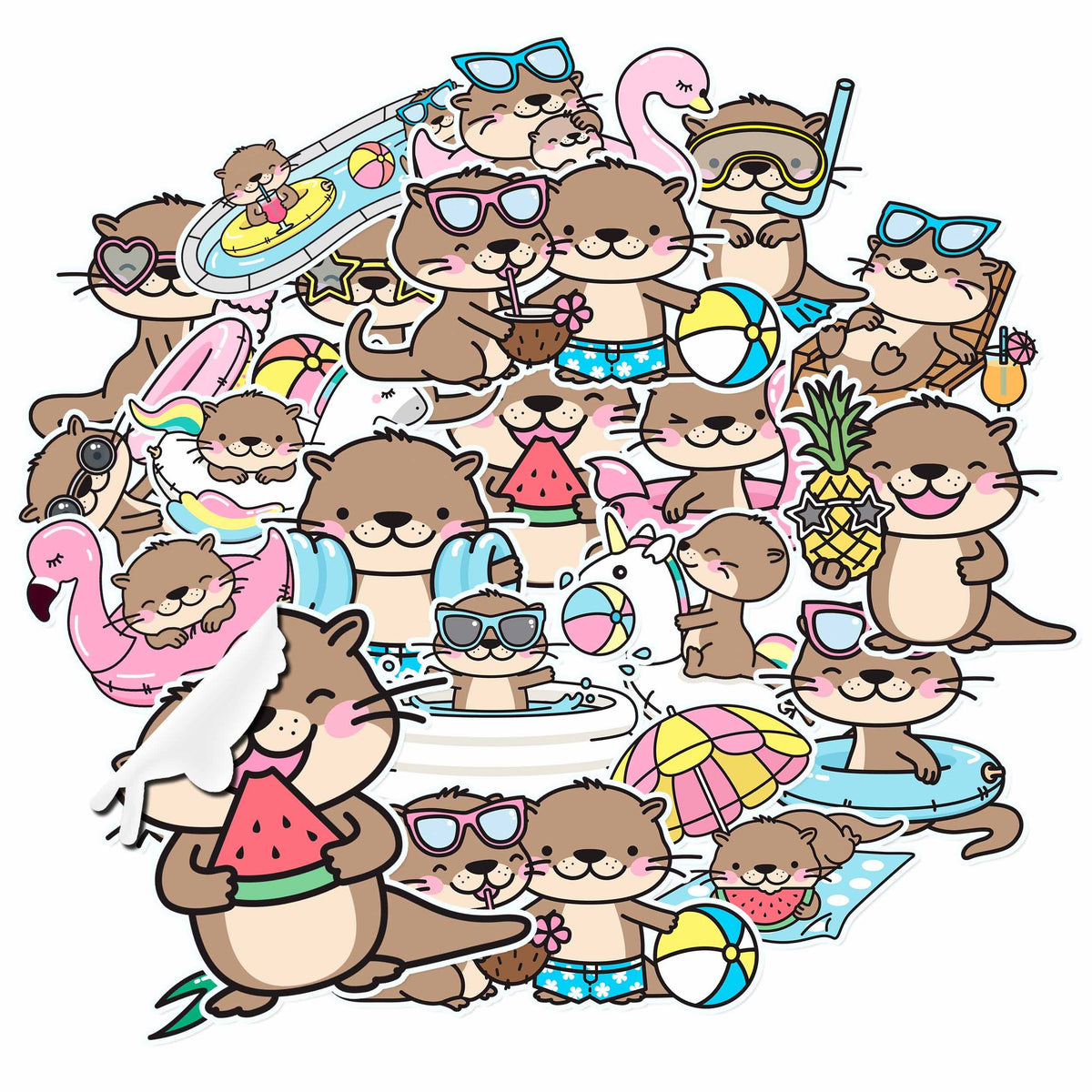 20 Pcs Summer Fun Otter Stickers - Brighten Up Your Items with Playful Otter Charm!