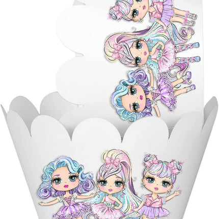 10 Pcs Cute Dolls Cupcake Wrappers - Perfect for Themed Parties and Special Occasions!