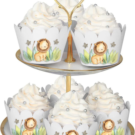 Baby Jungle Animals Cupcake Wrappers - Set of 10, Perfect for Safari-Themed Parties & Celebrations!