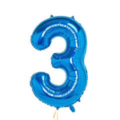32 Inch Foil Blue Three Shaped Balloon - Celebrate the Thrilling Threes with Excitement!